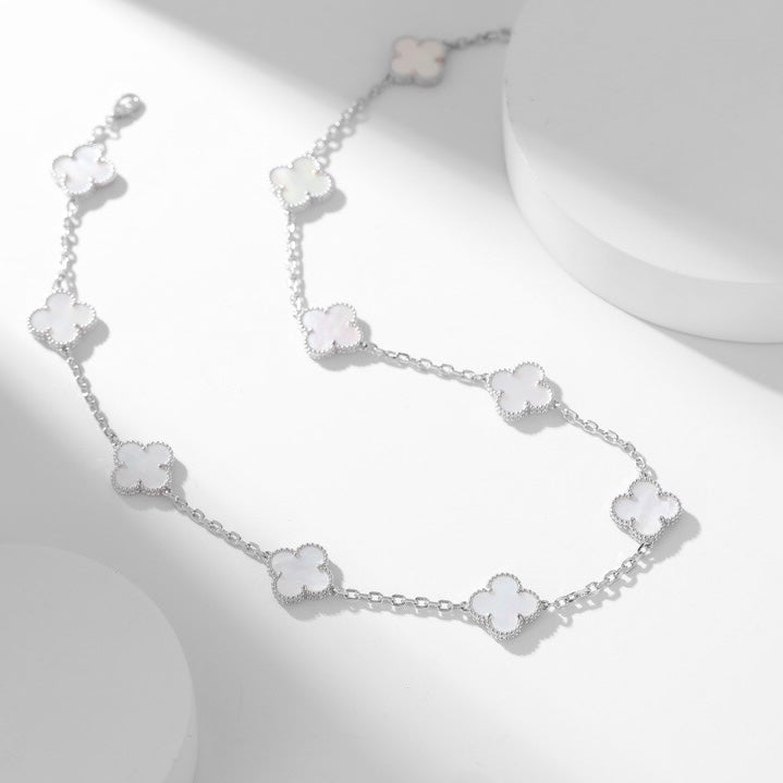 [moco jewelrys]CLOVER 10 MOTIFS WHITE MOTHER OF PEARL NECKLACE