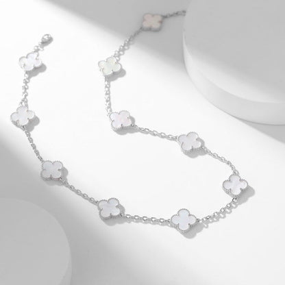 [moco jewelrys]CLOVER 10 MOTIFS WHITE MOTHER OF PEARL NECKLACE