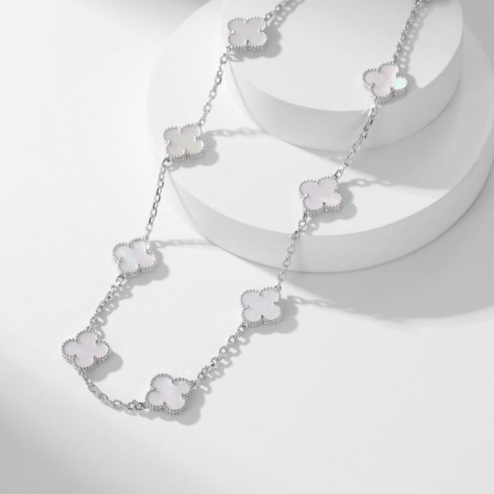 [moco jewelrys]CLOVER 10 MOTIFS WHITE MOTHER OF PEARL NECKLACE