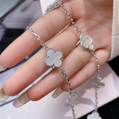 [moco jewelrys]CLOVER 10 MOTIFS WHITE MOTHER OF PEARL NECKLACE
