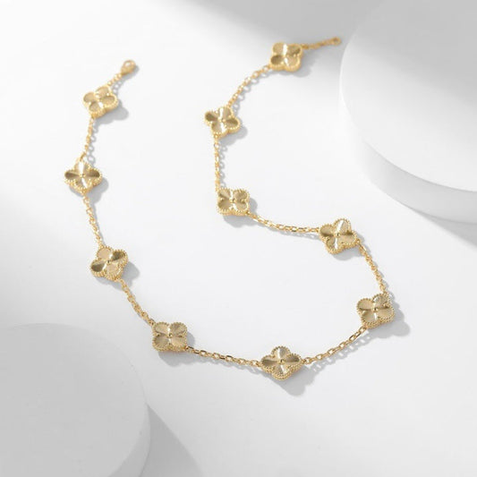 [moco jewelrys]CLOVER 10 MOTIFS LASER NECKLACE