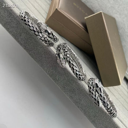 [moco jewelrys】NEW OBSIDIAN & DIAMOND SERPENT BRACELET