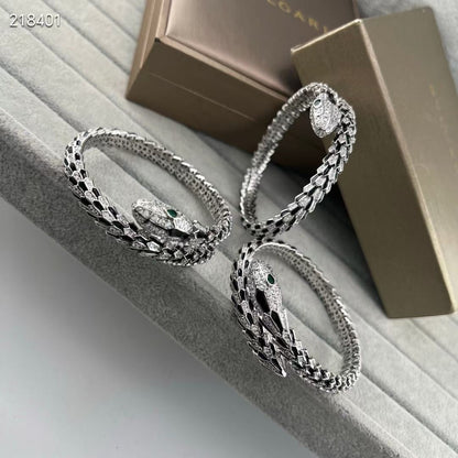 [moco jewelrys】NEW OBSIDIAN & DIAMOND SERPENT BRACELET