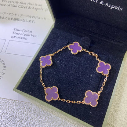 [Moco jewelrys] CLOVER 5 MOTIF VIOLET BRACELET COLLECTION