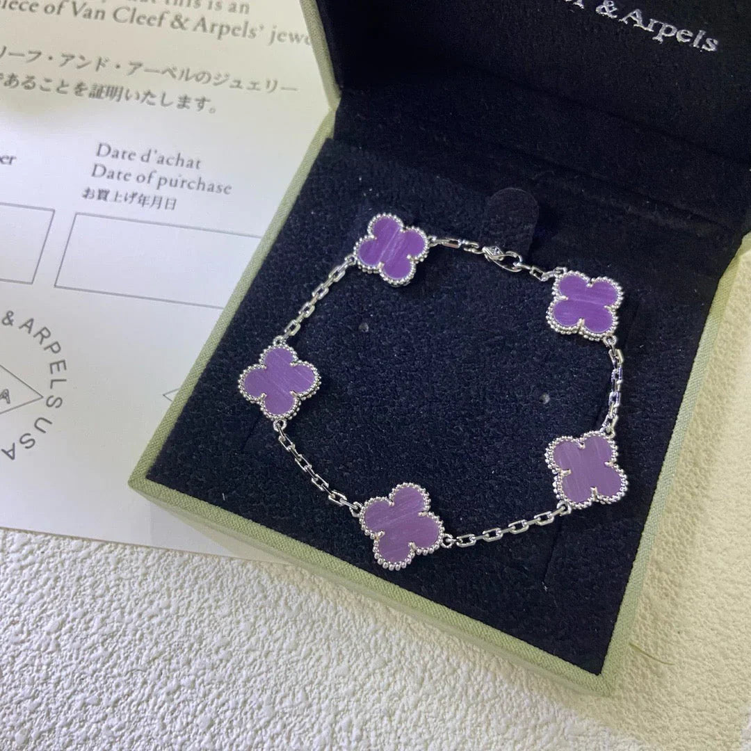 [Moco jewelrys] CLOVER 5 MOTIF VIOLET BRACELET COLLECTION