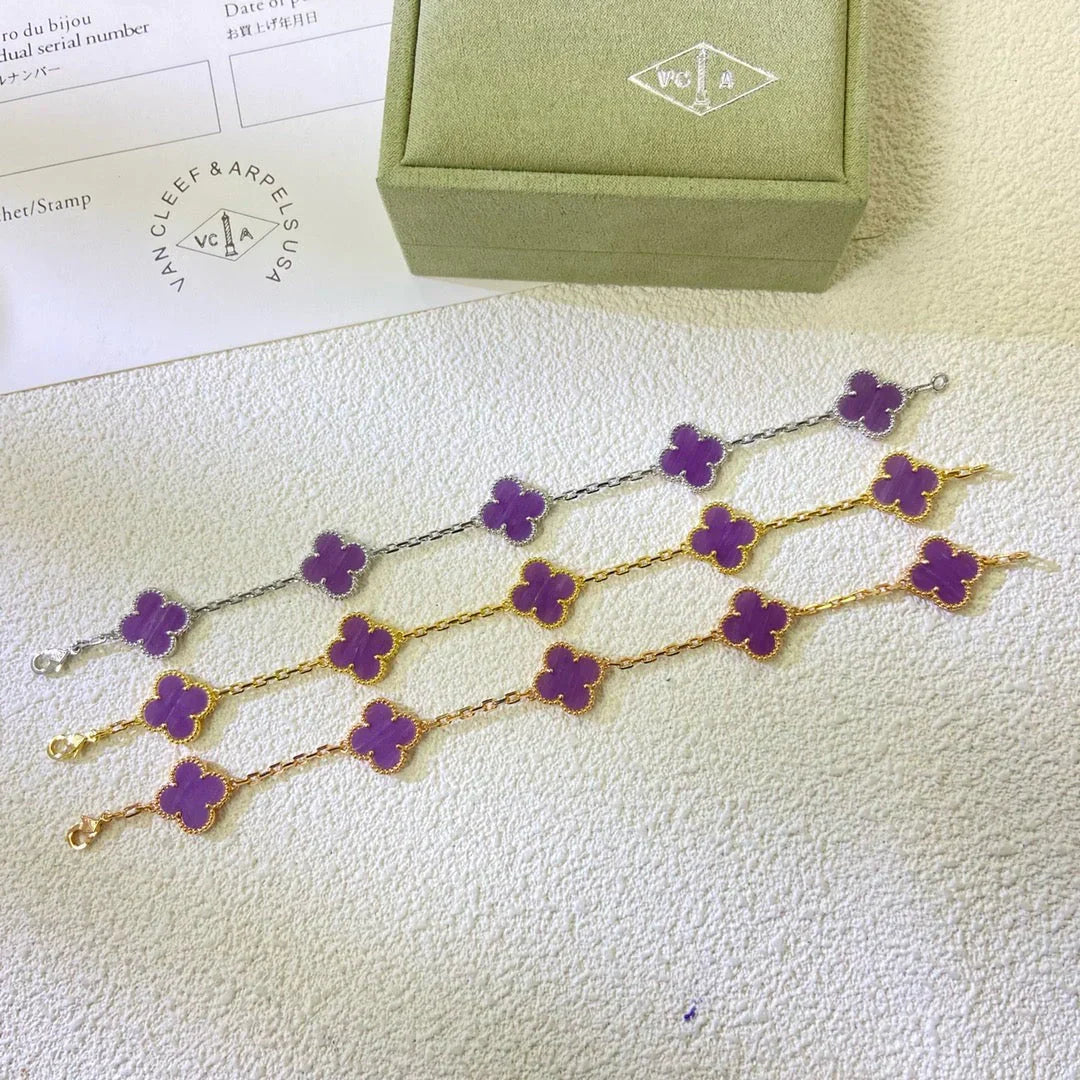 [Moco jewelrys] CLOVER 5 MOTIF VIOLET BRACELET COLLECTION