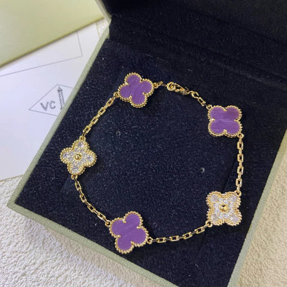 [Moco jewelrys] CLOVER 5 MOTIF VIOLET BRACELET COLLECTION