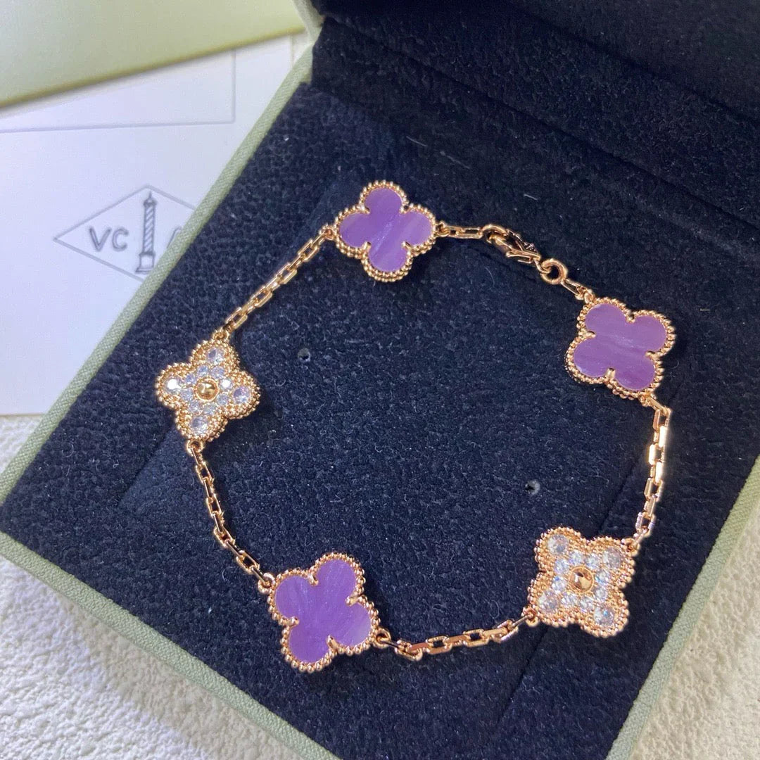 [Moco jewelrys] CLOVER 5 MOTIF VIOLET BRACELET COLLECTION