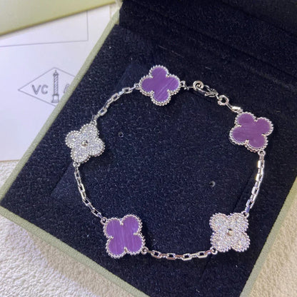 [Moco jewelrys] CLOVER 5 MOTIF VIOLET BRACELET COLLECTION