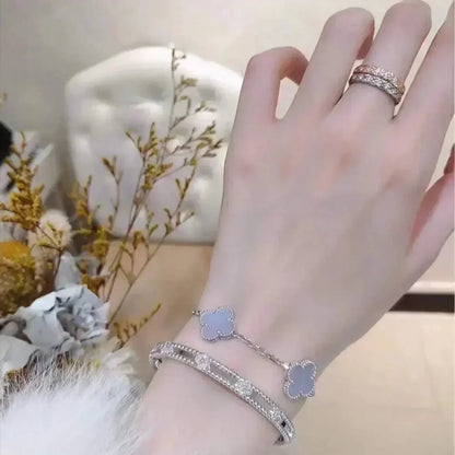 [Moco jewelrys] KLEEBATT 5 MOTIV VIOLETTER CHALCEDON ARMBAND KOLLEKTION