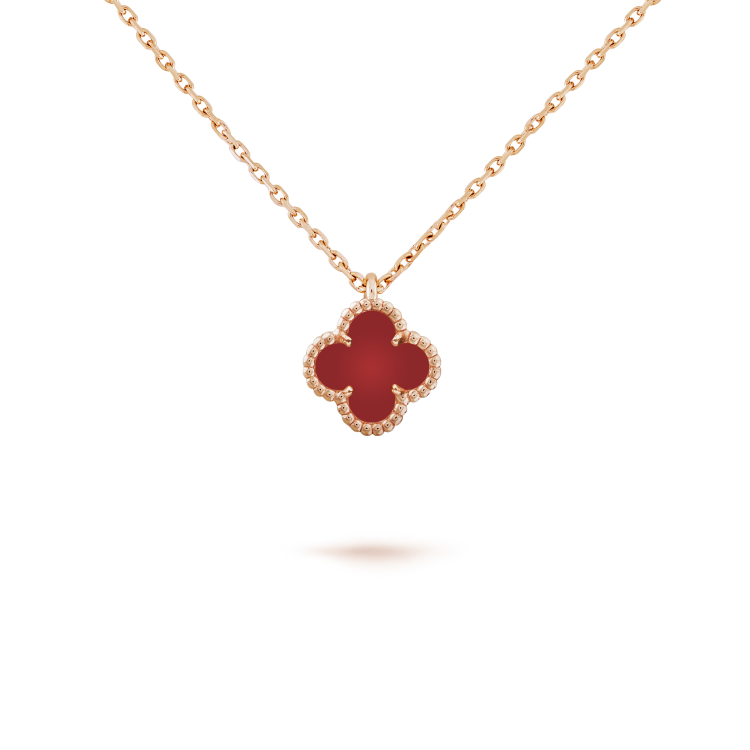 [moco jewelrys]CLOVER MINI 9.5MM WHITE CARNELIANS NECKLACE