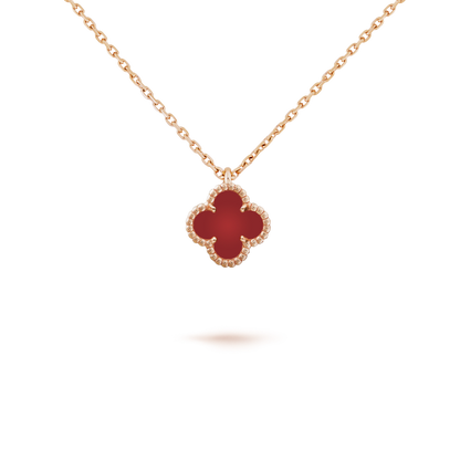 [moco jewelrys]CLOVER MINI 9.5MM WHITE CARNELIANS NECKLACE
