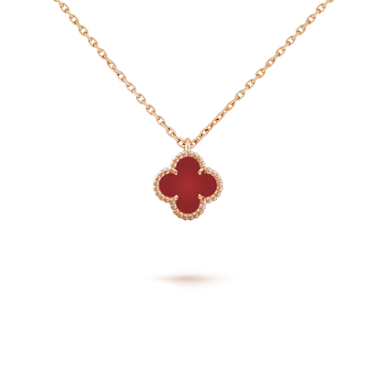 [moco jewelrys]CLOVER MINI 9.5MM WHITE CARNELIANS NECKLACE