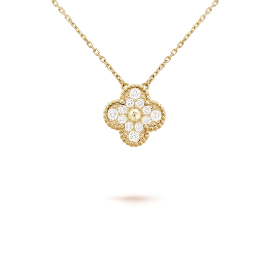 [moco jewelrys]KLEE 15MM DIAMANT EINZELBLUME HALSKETTE