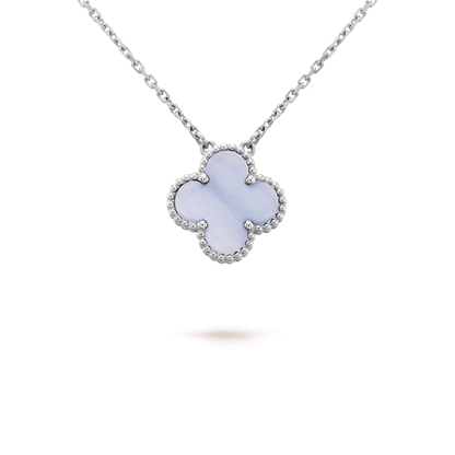 [moco jewelrys]CLOVER 15MM BLUE CHALCEDONY NECKLACE SILVER