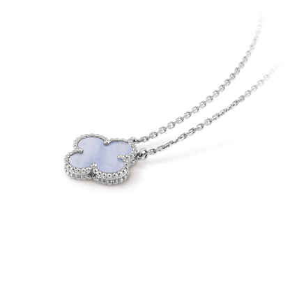 [moco jewelrys]CLOVER 15MM BLUE CHALCEDONY NECKLACE SILVER