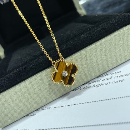 [moco jewelrys]KLEE 15MM DIAMANT- UND GELBES TIGERAUGE-ACHAT-Halskette