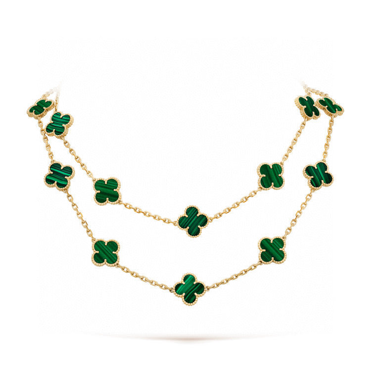 [moco jewelrys]CLOVER 20 MOTIFS MALACHITE GOLD