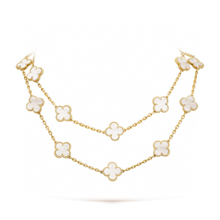 [moco jewelrys]KLEE 20 MOTIVE WEISSE PERLMUTT-HALSKETTE