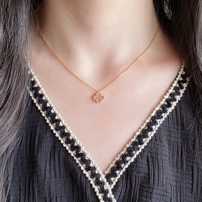 [moco jewelrys]CLOVER 15MM PINK MOTHER-OF-PEARL SINGLE FLOWER NECKLACE