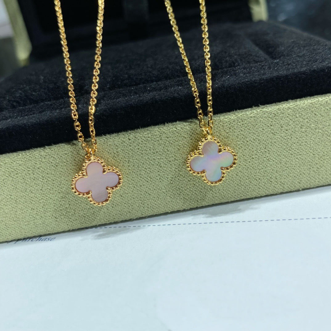 [moco jewelrys]CLOVER 15MM PINK MOTHER-OF-PEARL SINGLE FLOWER NECKLACE