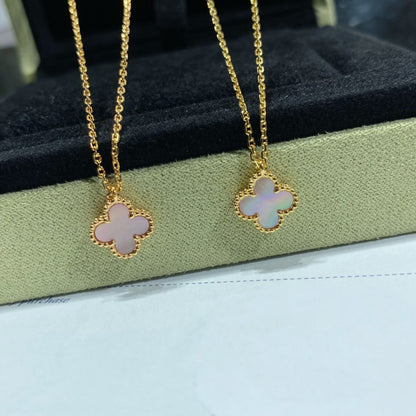 [moco jewelrys]CLOVER 15MM PINK MOTHER-OF-PEARL SINGLE FLOWER NECKLACE