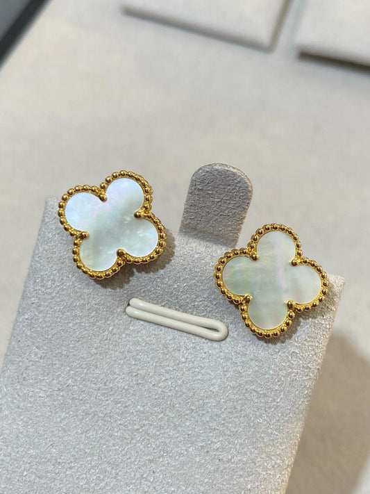 [Moco ] CLOVER LARGE (20mm) 1 MOTIFS WEISSE PERLMUTT-OHRSTECKER
