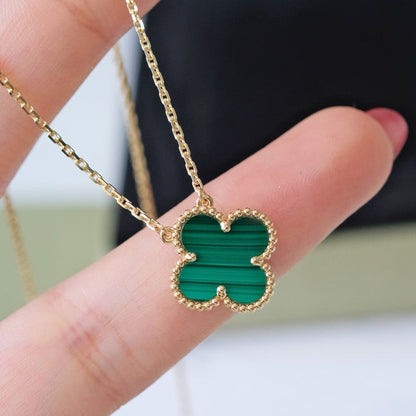 [moco jewelrys]CLOVER 15MM MALACHITE SINGLE FLOWER  NECKLACE