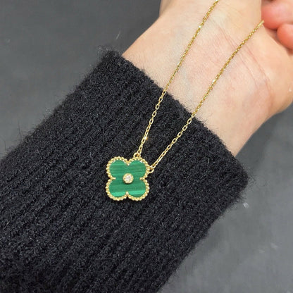 [moco jewelrys]CLOVER 15MM DIAMOND TURQUOISE NECKLACE
