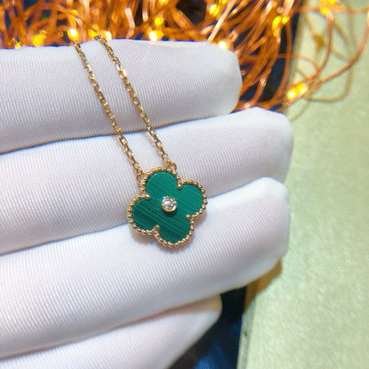 [moco jewelrys]CLOVER 15MM DIAMOND TURQUOISE NECKLACE