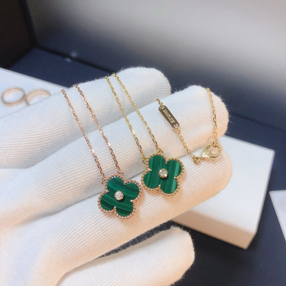 [moco jewelrys]CLOVER 15MM DIAMOND TURQUOISE NECKLACE