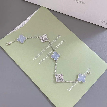 [Moco jewelrys] KLEEBATT 5 MOTIV VIOLETTER CHALCEDON ARMBAND KOLLEKTION