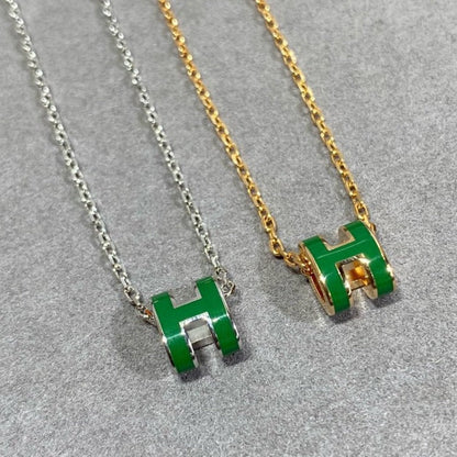 [moco jewelrys]POP H GREEN NECKLACE SILVER AND GOLD