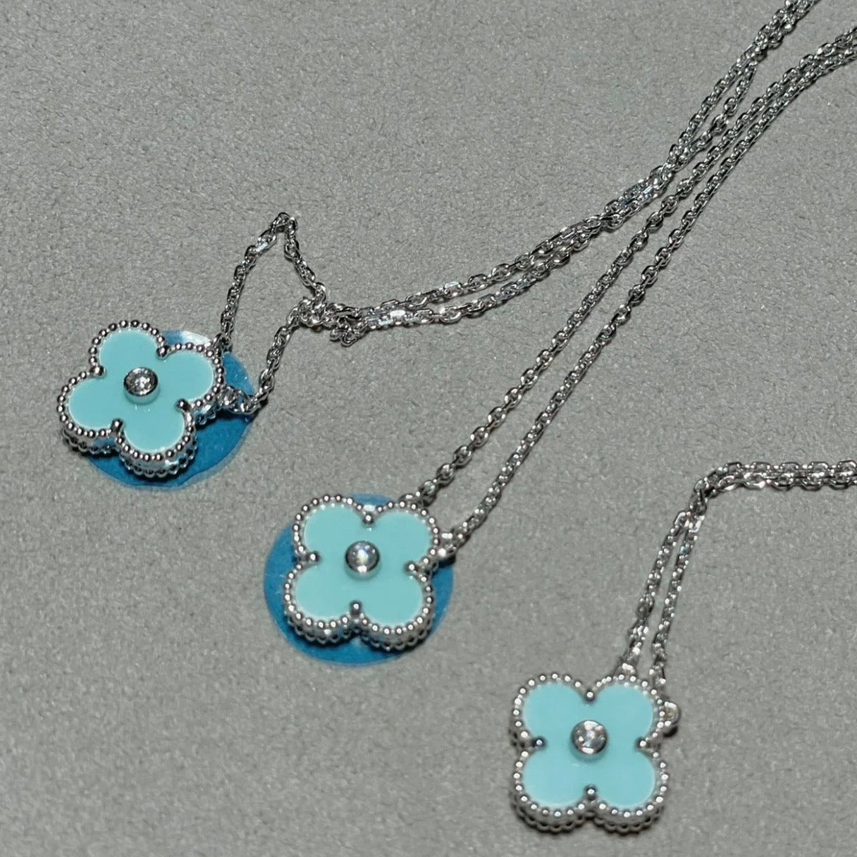[moco jewelrys]KLEE 1 DIAMANT HELLBLAUE SILBERNE HALSKETTE