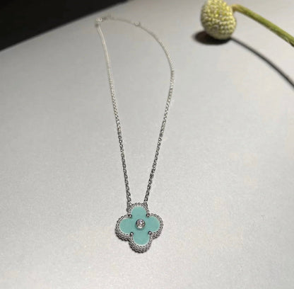 [moco jewelrys]KLEE 1 DIAMANT HELLBLAUE SILBERNE HALSKETTE