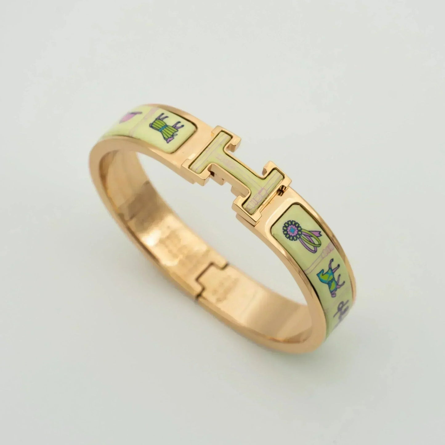 [moco jewelrys]H PINK GOLD BRACELET CREAM CERAMIC