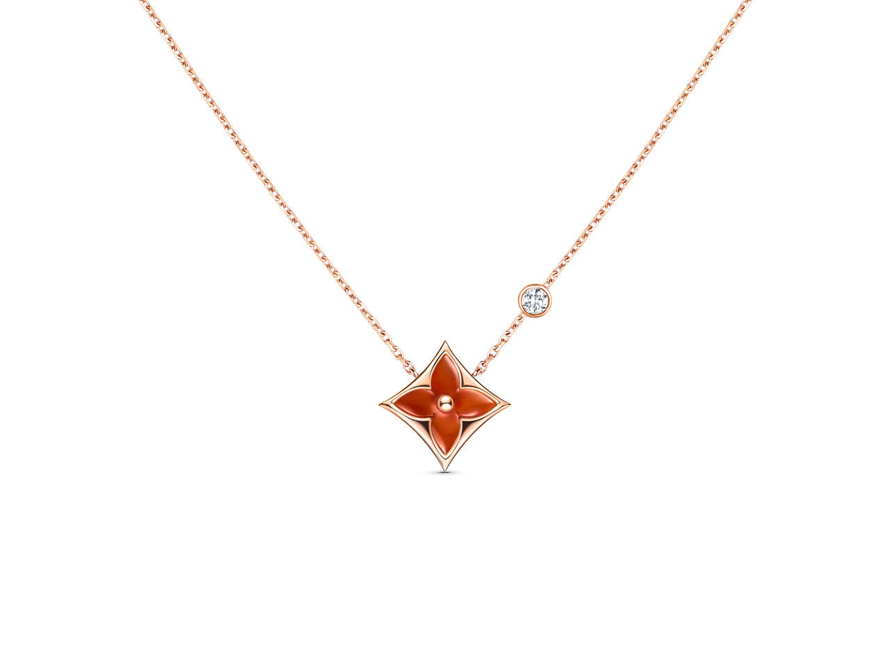 [moco jewelrys]STAR NECKLACE PINK GOLD 1 DIAMOND