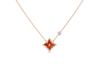 [moco jewelrys]STAR NECKLACE PINK GOLD 1 DIAMOND