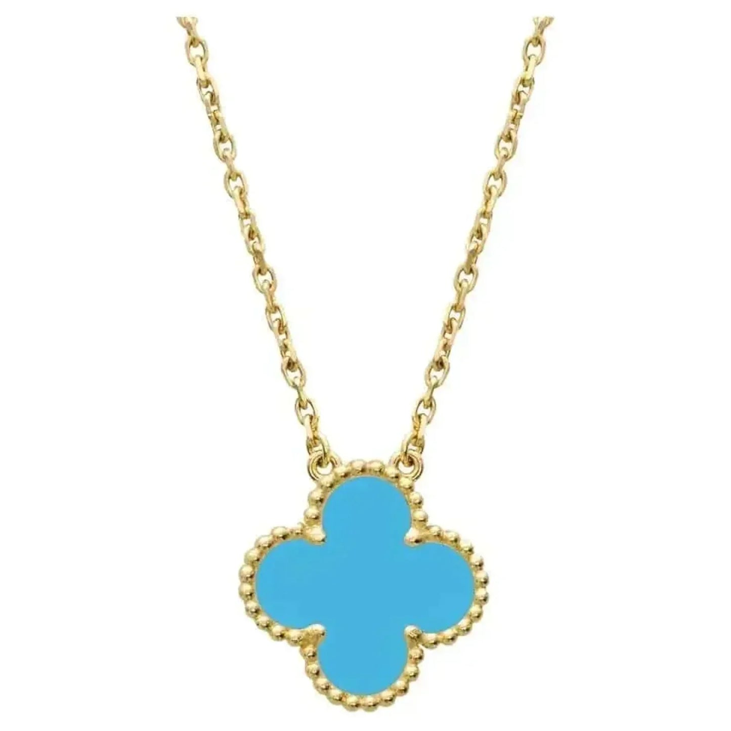 [moco jewelrys]CLOVER 15MM VINTAGE TURQUOISE NECKLACE