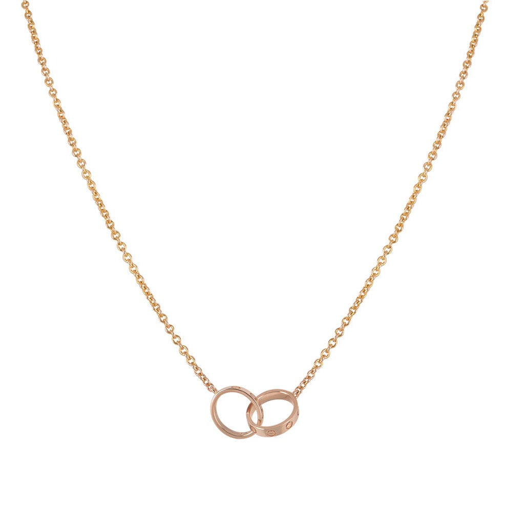 [moco jewelrys]LOVE NECKLACE DOUBLE RING PINK GOLD