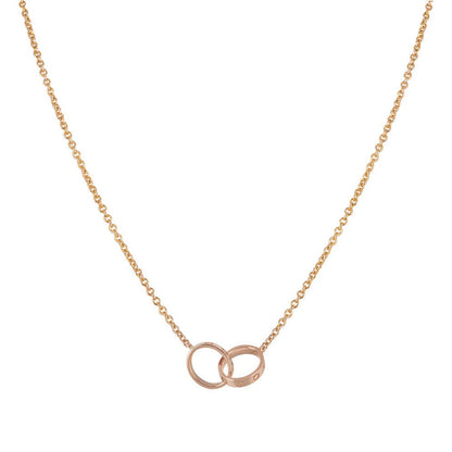 [moco jewelrys]LOVE NECKLACE DOUBLE RING PINK GOLD