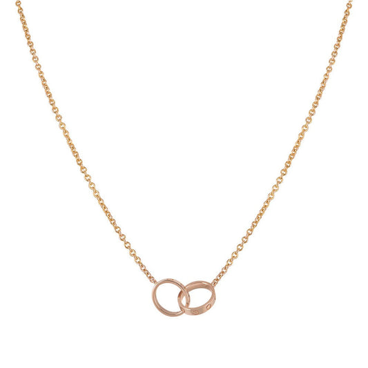 [moco jewelrys]LOVE NECKLACE DOUBLE RING PINK GOLD