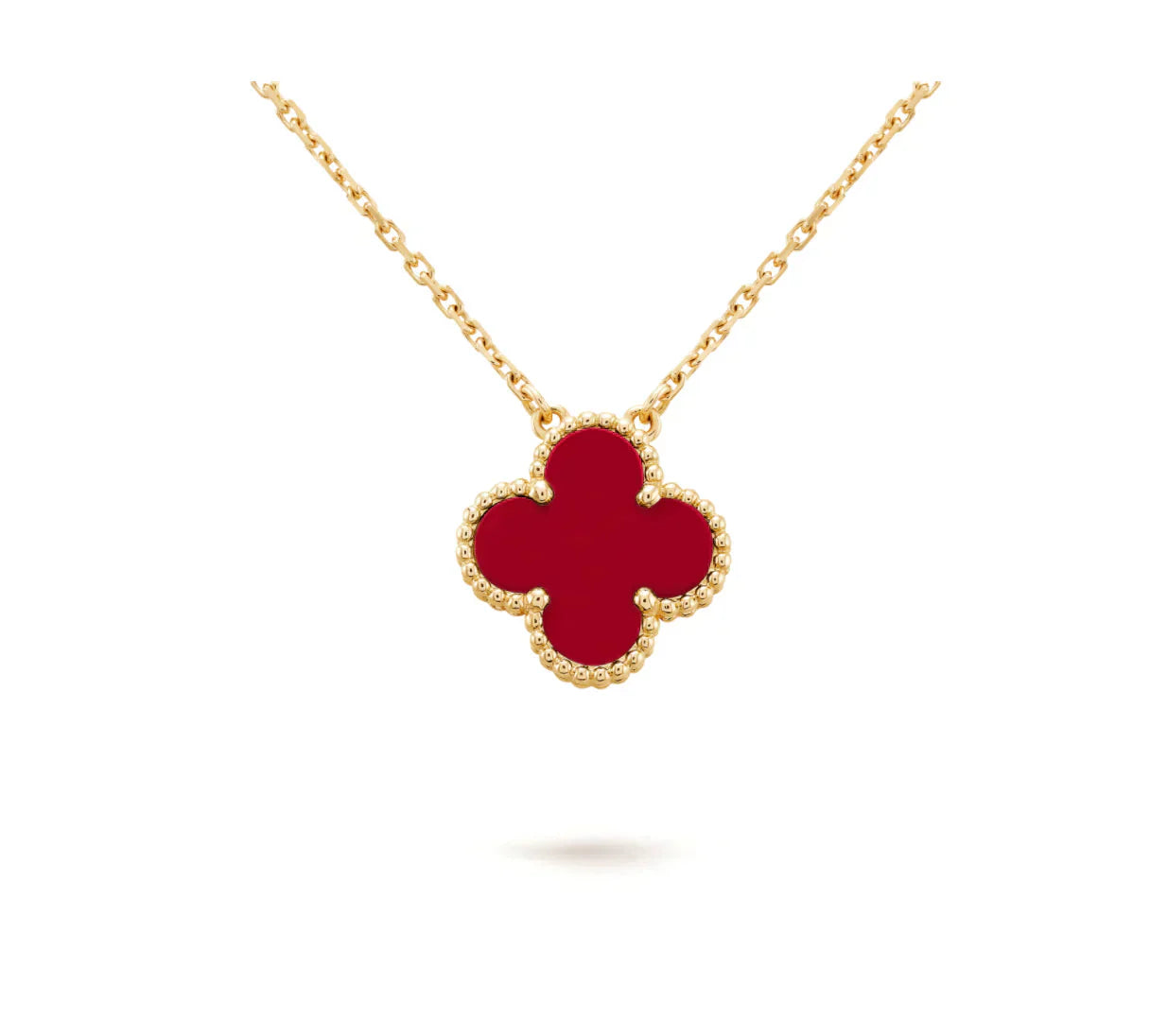 [moco jewelrys]CLOVER 15MM CARNELIAN SINGLE FLOWER NECKLACE