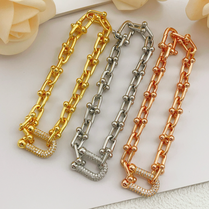 [moco jewelrys]TF HORSESHOE BUCKLE DIAMOND BRACELET