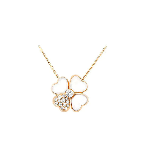 [moco jewelrys]CLOVER MOP DIAMOND ROSE GOLD NECKLACE