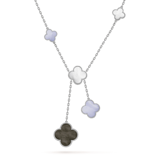 [moco jewelrys]KLEE PERLMUTT CHALCEDON HALSKETTE SILBER 6 MOTIVE