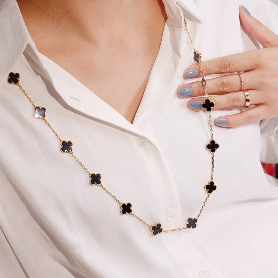 [moco jewelrys]CLOVER 20 MOTIFS ONYX ROSE GOLD