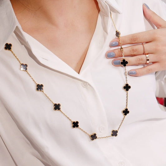 [moco jewelrys]CLOVER 20 MOTIFS ONYX ROSE GOLD