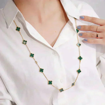 [moco jewelrys]CLOVER 20 MOTIFS MALACHITE GOLD