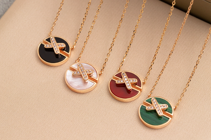 [moco jewelrys]JEUX PINK GOLD DIAMOND HALSKETTE